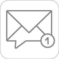 Email notification icon with number 1 on envelope 